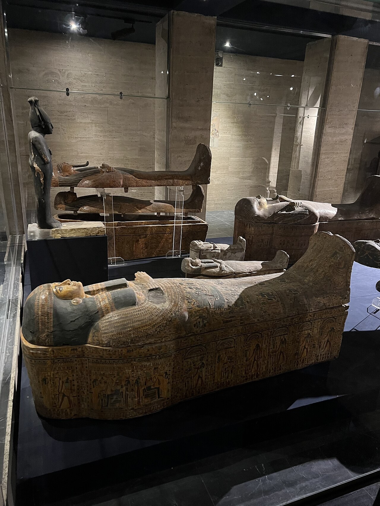 Coffins from the Bab el-Gasus group displayed in the Egyptian Museum